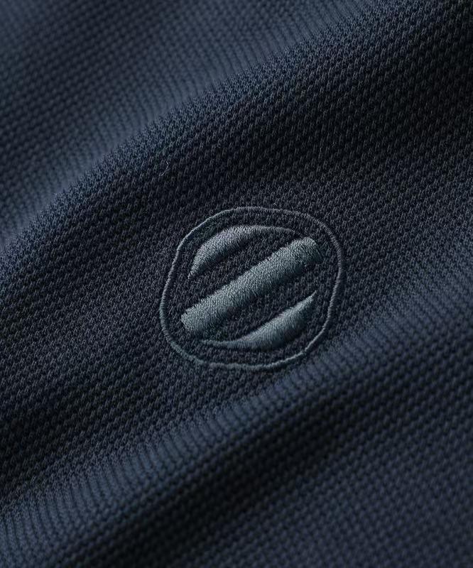 Zegna - Navy Long-Sleeve Zip Polo Sweater with Tipped Collar