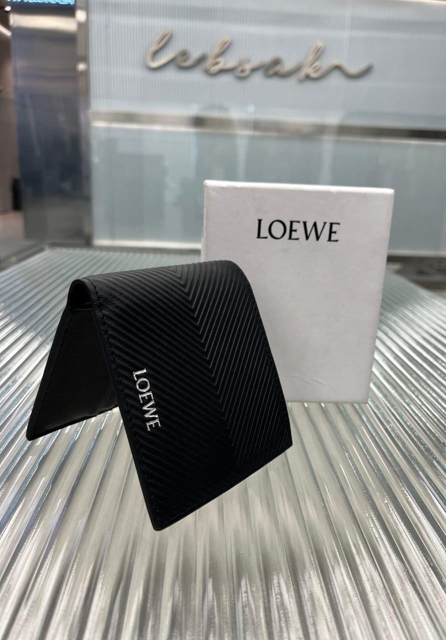 Loewe - Diagonal Textured Leather Bi-Fold Wallet - Black & Brown