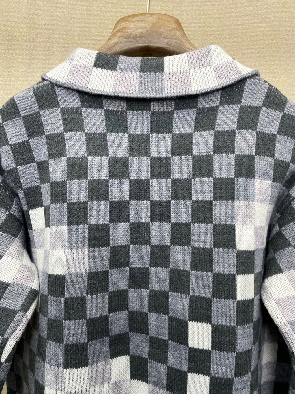 Louis Vuitton Distressed Damier Knit Cardigan