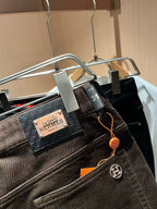 Hermès - Dark Brown Coated Denim Jeans