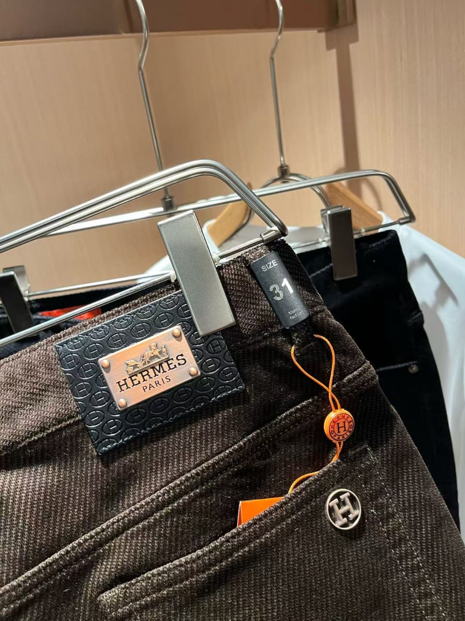 Hermès - Dark Brown Coated Denim Jeans