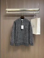 Celine - Grey Half-Zip Knit Sweater