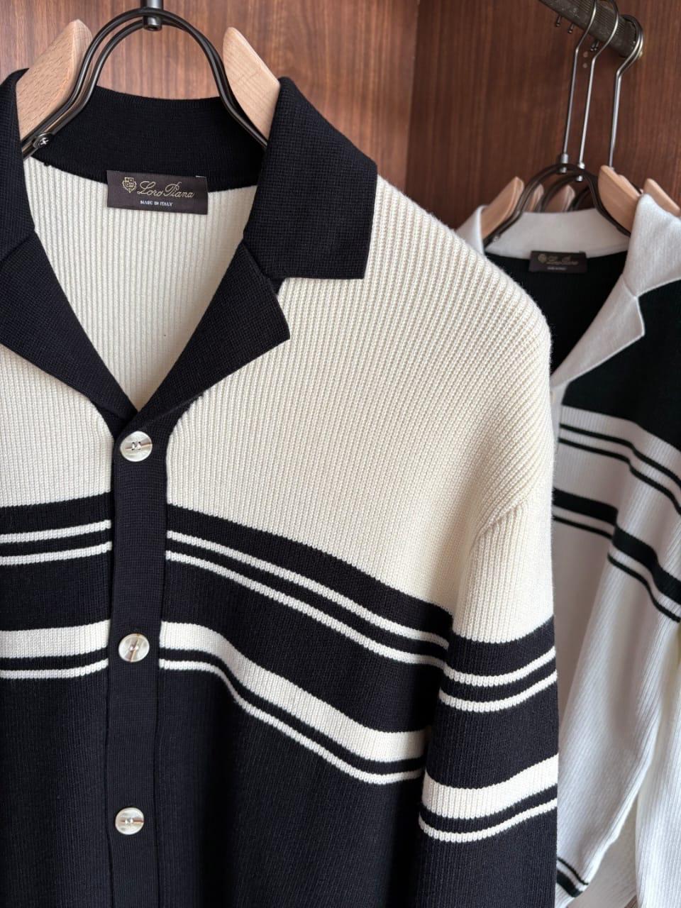 Loro Piana - Striped Knit Cardigan - Black/White