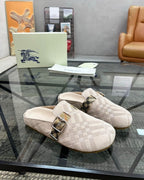 Burberry - Beige Suede Clogs Mules
