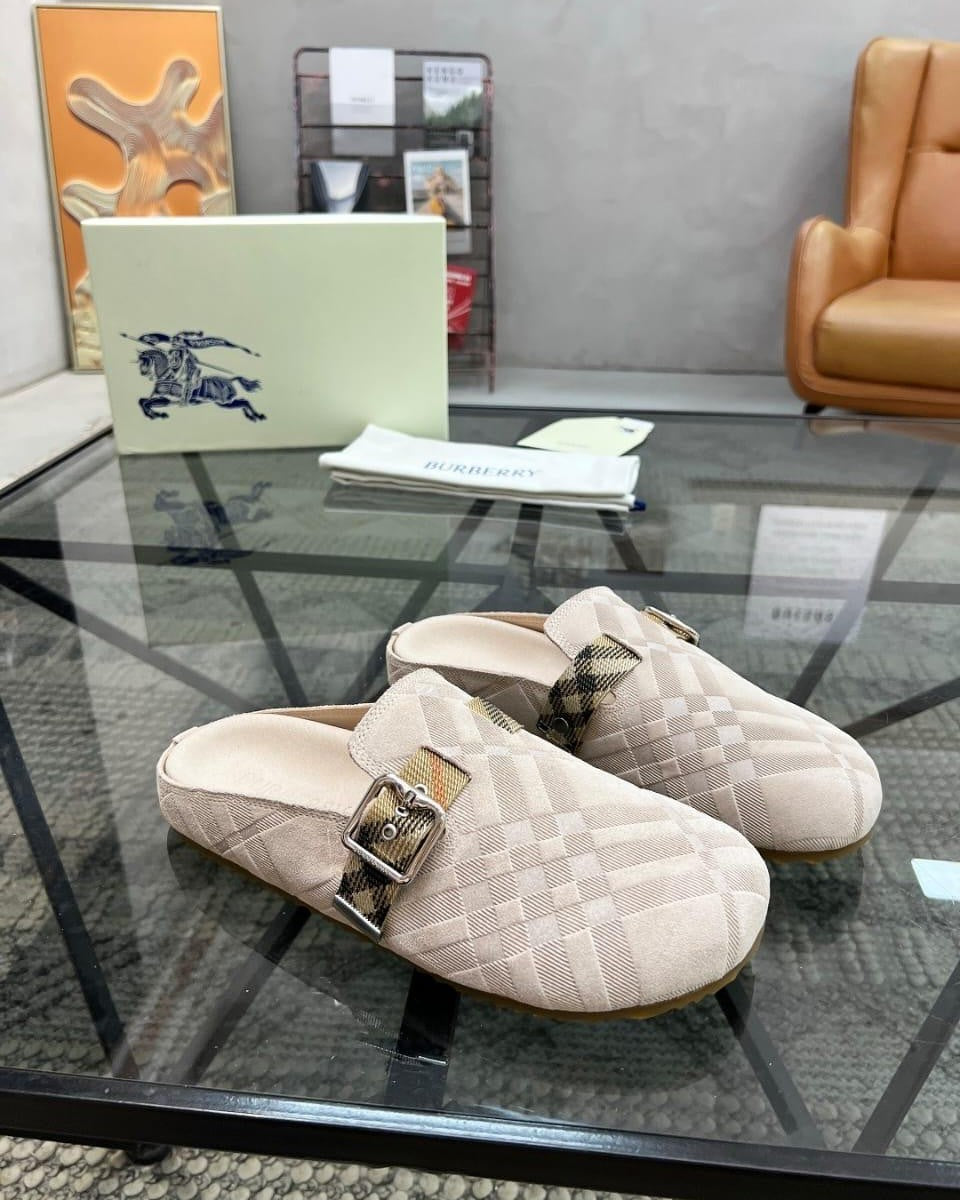Burberry - Beige Suede Clogs Mules
