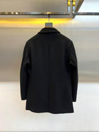 Zegna - Elegant Black Formal Blazer with Leather Trim