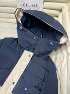 Celine - Navy n Cream Hooded Puffer Jacket