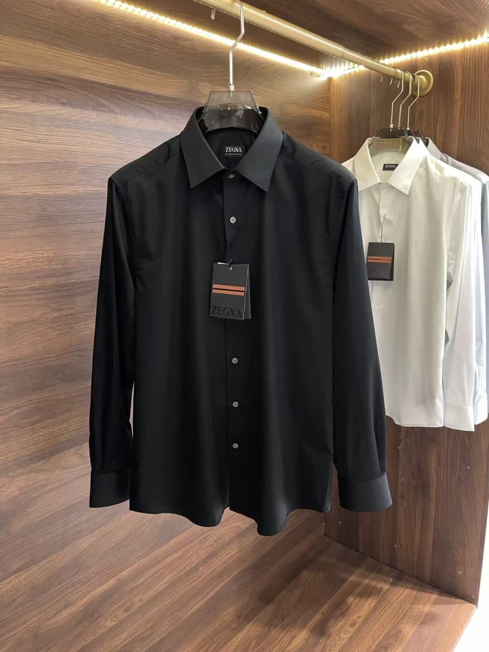 Zegna - Men's Classic Black Cotton Button-Up Shirt