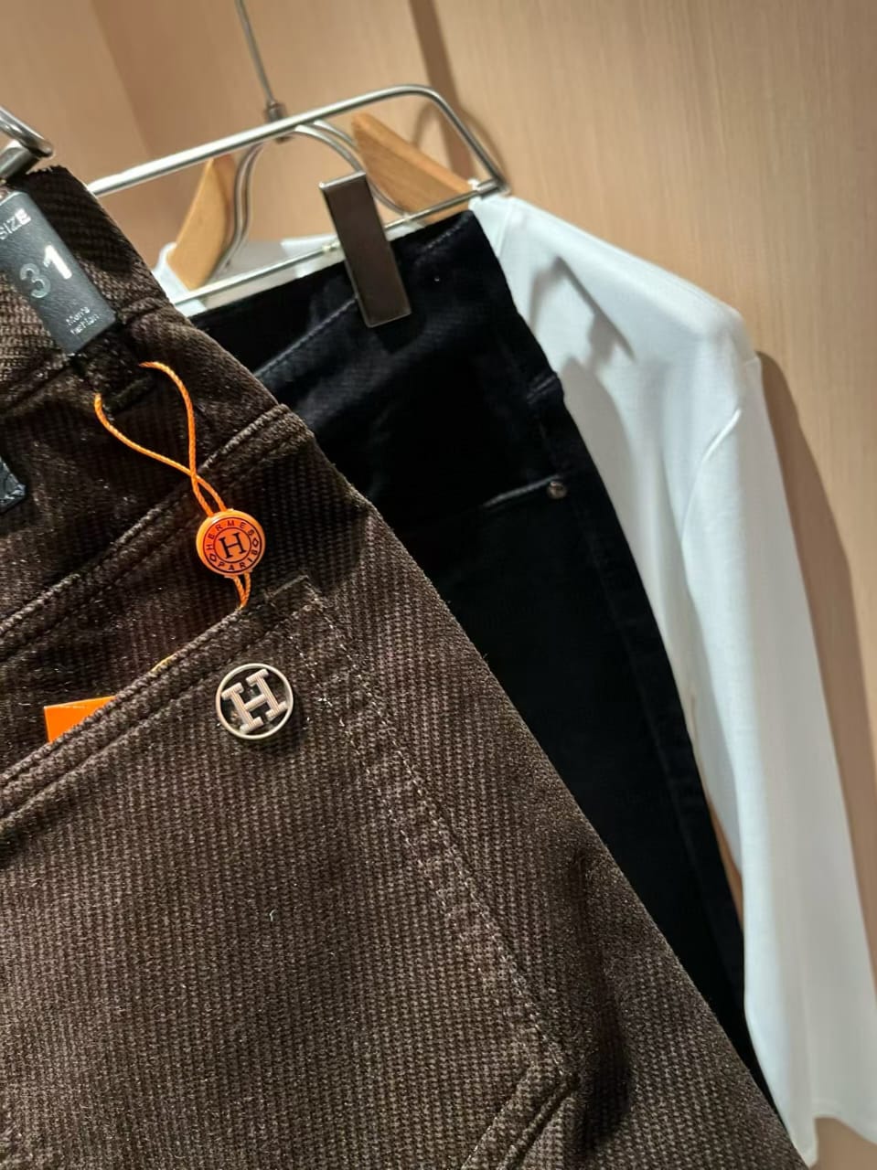 Hermès - Dark Brown Coated Denim Jeans