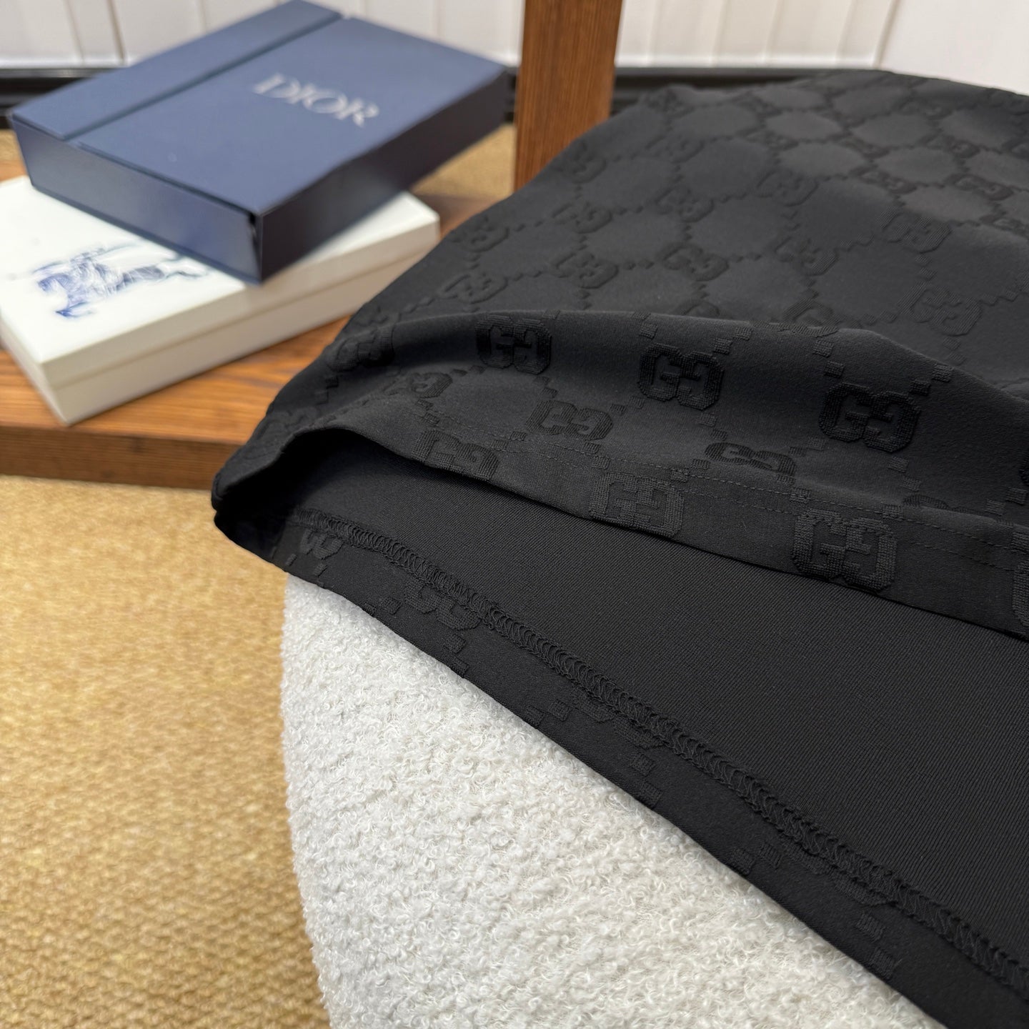 Men's Luxury Monogram Jacquard T-Shirt & Shorts Matching Set – Black