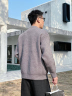 Loewe - Grey Ribbed Knit Zip-Up Cardigan