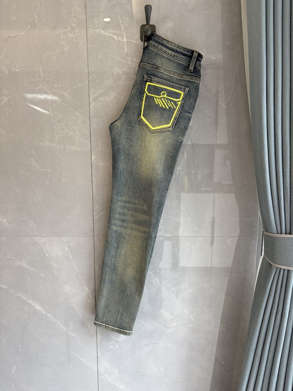 Fendi - Slim-Fit Vintage Wash Jeans with Neon Graphic Pockets