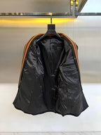 Zegna - Elegant Black Formal Blazer with Leather Trim