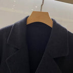 Men's Tailored Charcoal Wool Double-Breasted Overcoat