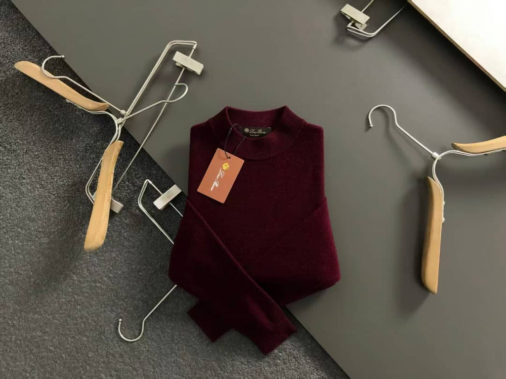 Premium Burgundy Mock Neck Sweater | Soft Knit Pullover
