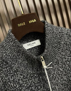 Celine - Grey Half-Zip Knit Sweater
