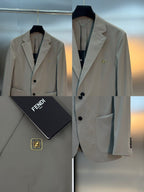 Fendi Men's Khaki Casual Blazer Suit Set