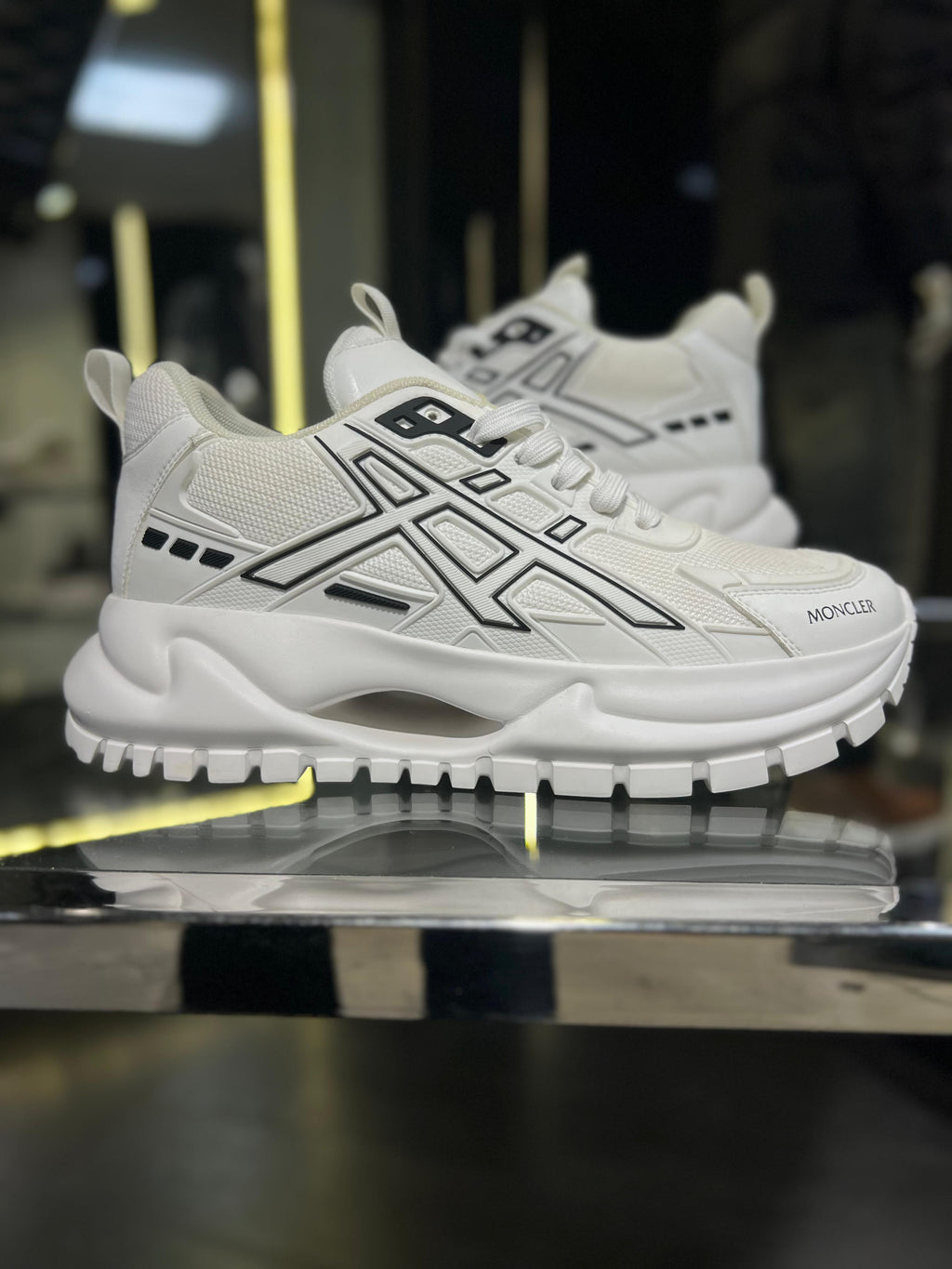 Moncler - White Chunky Sneakers with Graphic Details