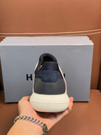 Hogan - Slip-On Sneaker in Navy Blue and White Suede/Tech Fabric