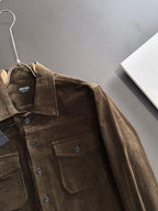 ZEGNA Men's Brown Fine-Wale Cotton Corduroy Overshirt