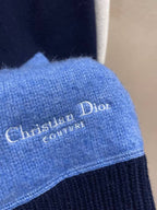 Christian Dior - Navy & White Contrast-Sleeve Knitted Zip Hoodie