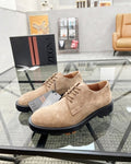Zegna - Tan Suede Derby Shoes with Chunky Sole