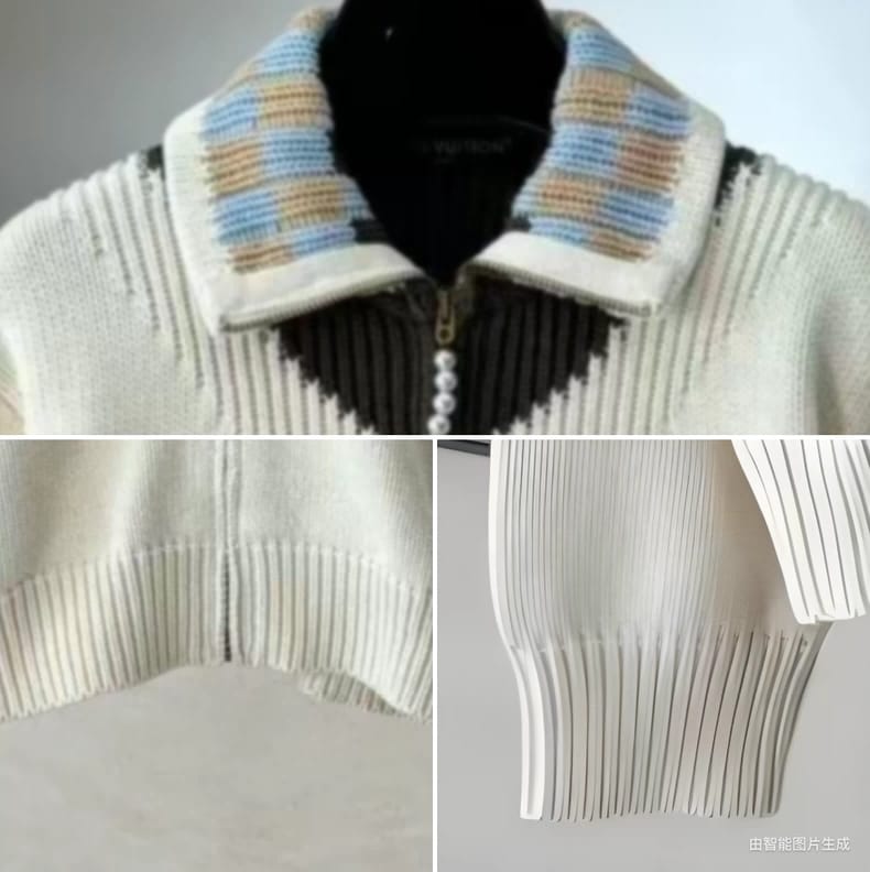 Louis Vuitton - Contrast-Collar Zip-Up Knit Blouson – Ecru