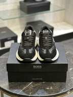 Boos - Black Quilted Panel Runner Sneakers with Chunky White Sole