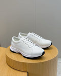 Armani - White Pebbled Leather Low-Top Sneakers