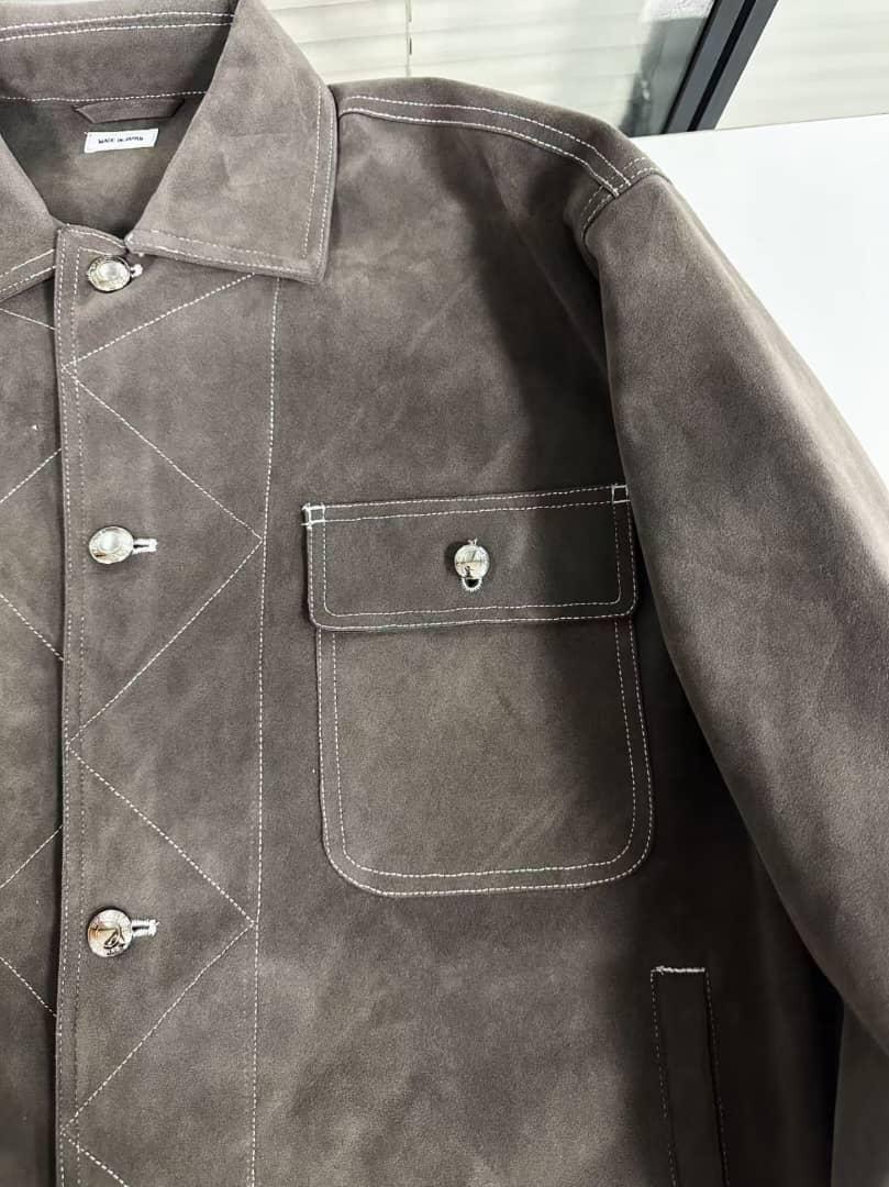 Thom Browne - Contrast Stitch Suede Shirt Jacket - Brown