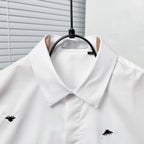 Dior - White Cotton Shirt with Scattered Black Embroidery