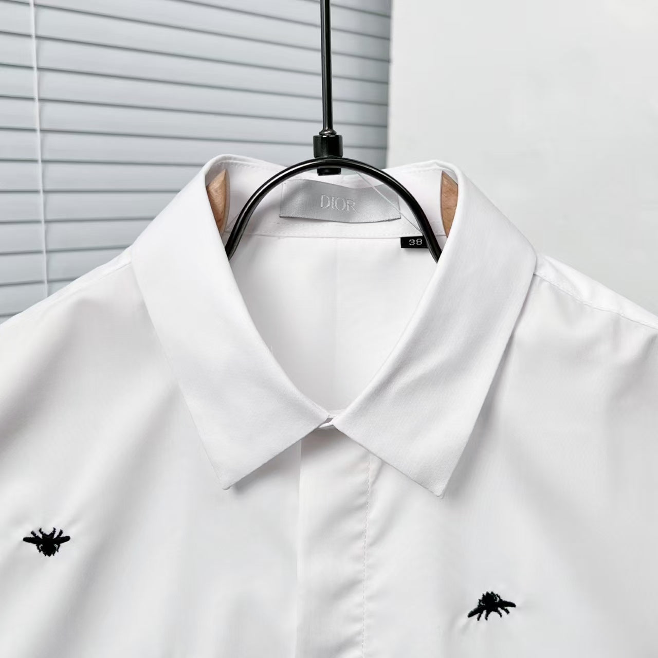 Dior - White Cotton Shirt with Scattered Black Embroidery