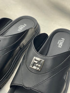 Fendi - Black Leather Slide Sandals