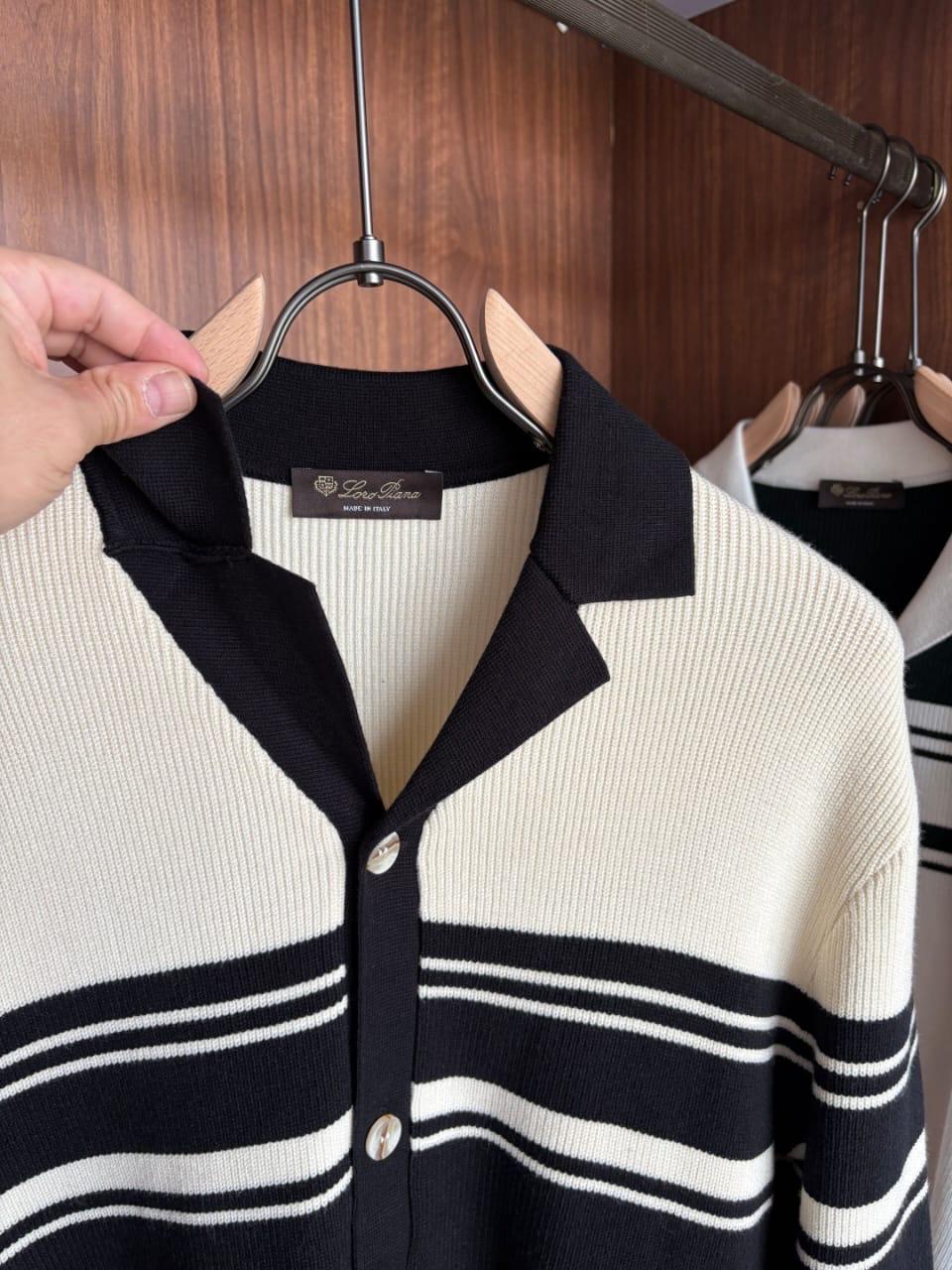 Loro Piana - Striped Knit Cardigan - Black/White