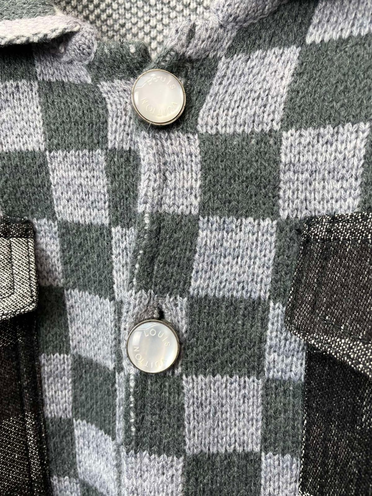 Louis Vuitton Distressed Damier Knit Cardigan