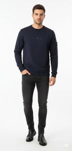 Stone Island - Navy Blue Crewneck Sweatshirt