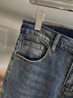 Fendi - Embroidered Pocket Slim Jeans - Medium Wash Blue