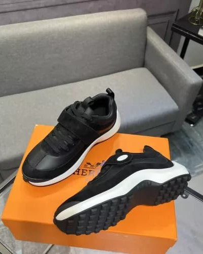 Hermès - Velcro Strap Black Sneakers