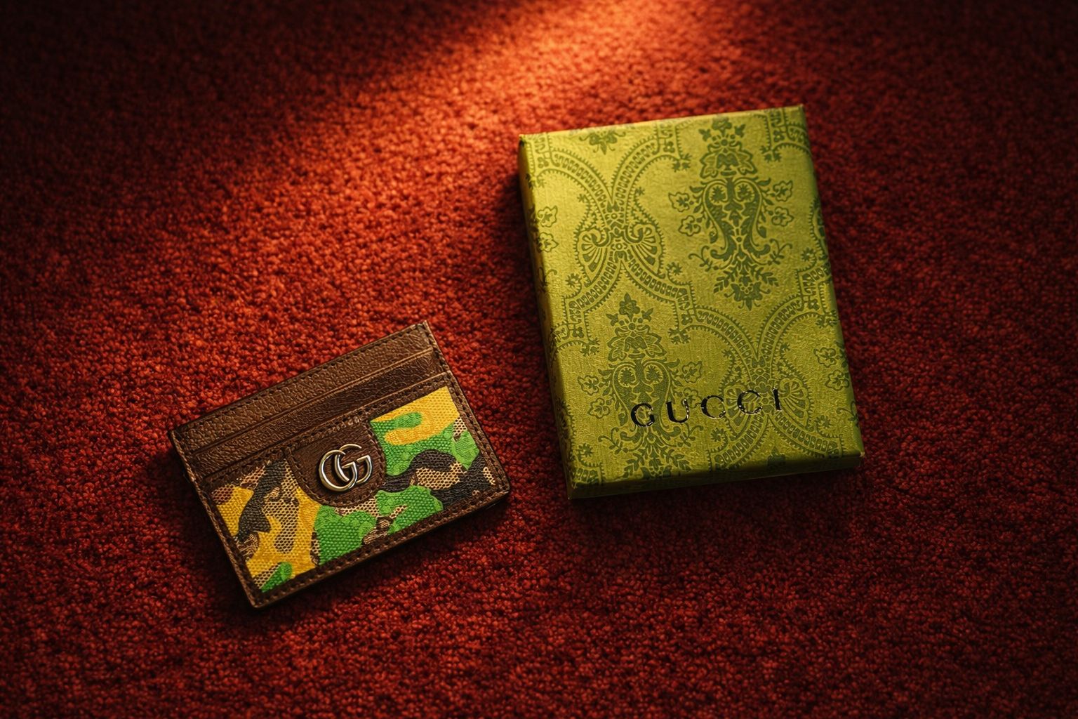 Gucci - GG Camouflage and Brown Leather Card Holder