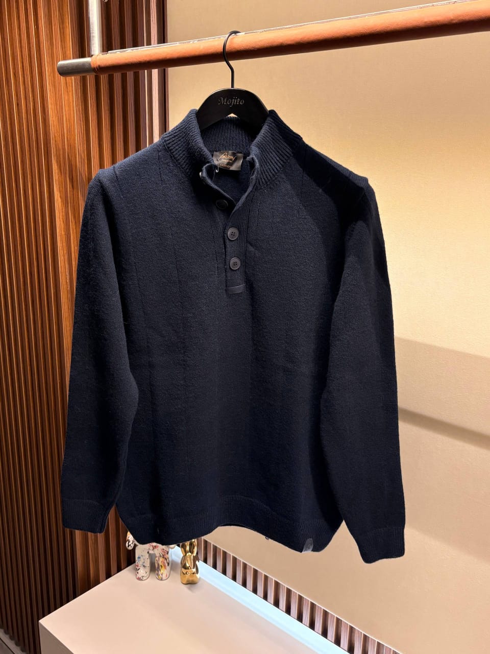 Brioni ブリオーニ Turtle Neck Knit Sweater タートルニットセーター ネイビー Brioni - Navy Ribbed Knit Quarter-Button Sweater – Lebsak