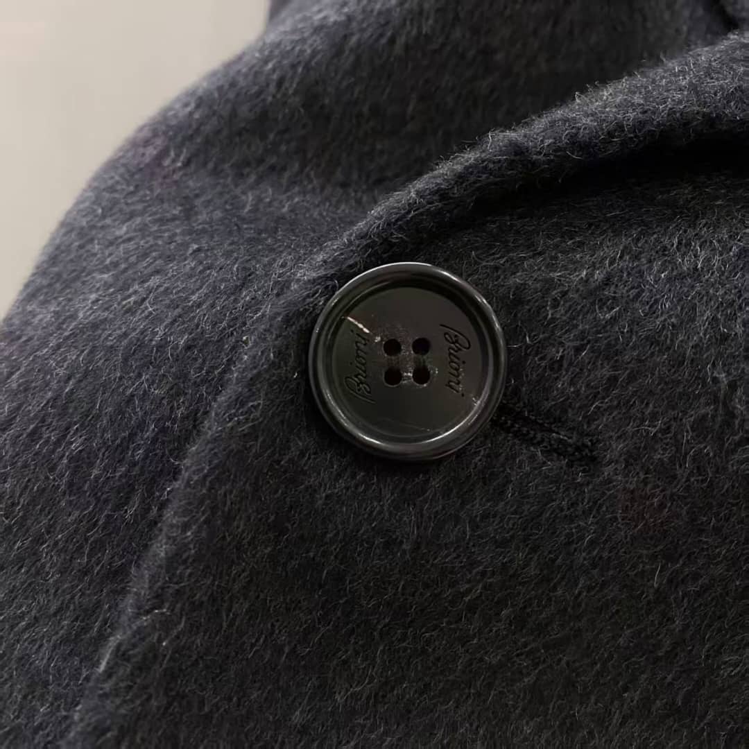Men's Tailored Charcoal Wool Double-Breasted Overcoat