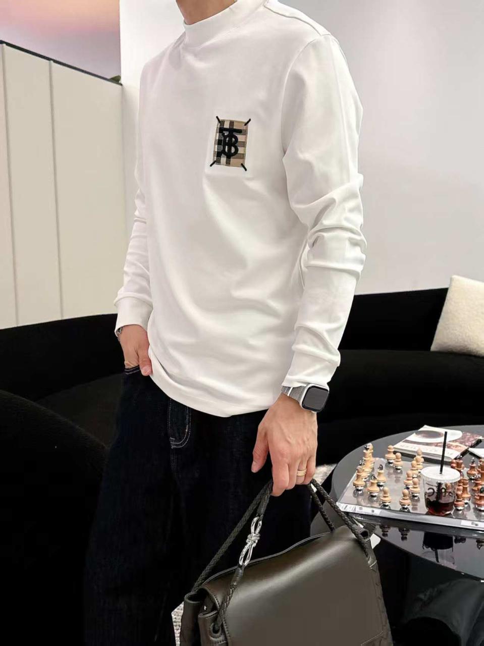 Burberry TB - Monogram Long-Sleeve T-Shirt in White