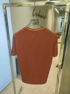 Loro Piana - Cotton Jersey T-Shirt with Embroidered Motif in Russet Brown
