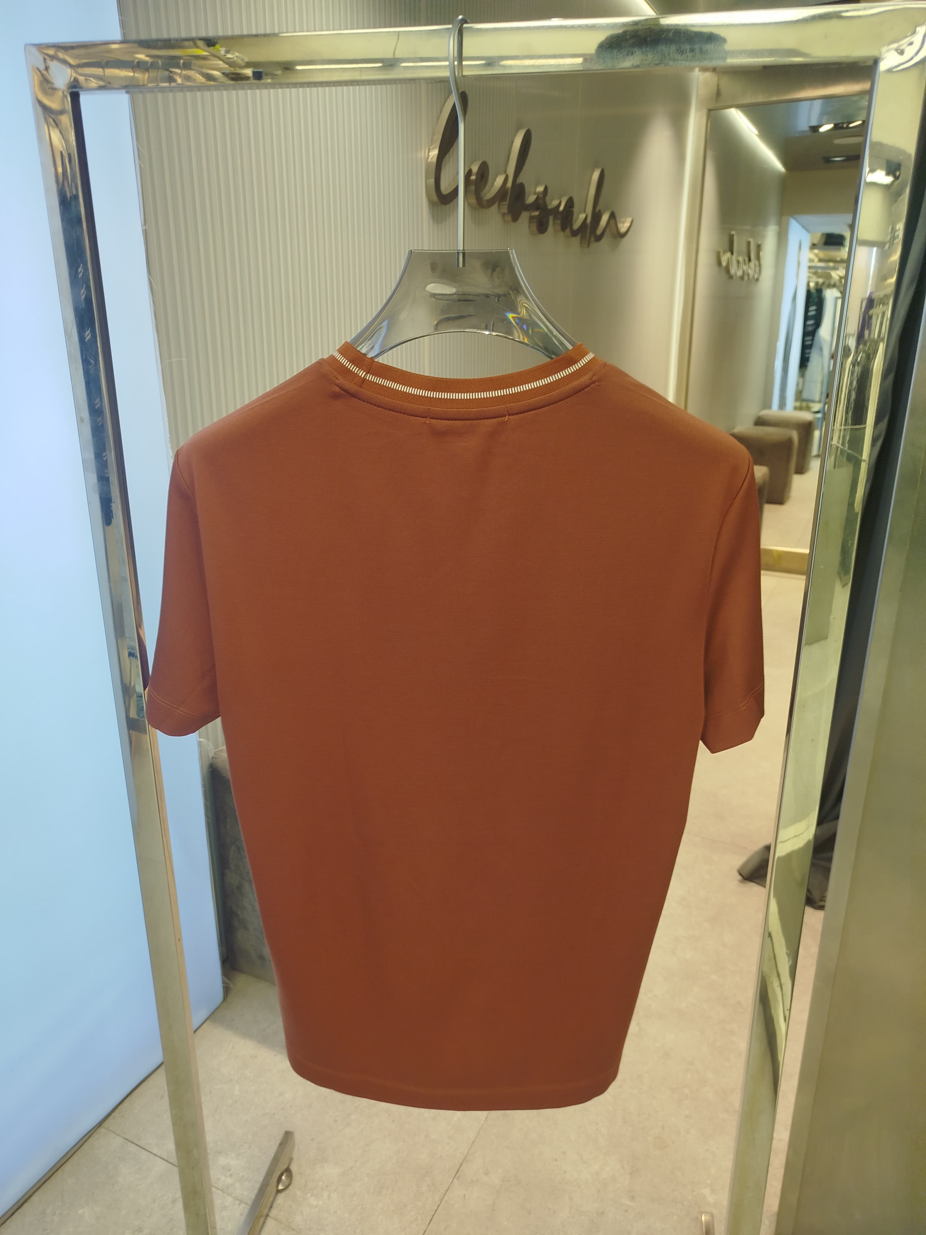 Loro Piana - Cotton Jersey T-Shirt with Embroidered Motif in Russet Brown