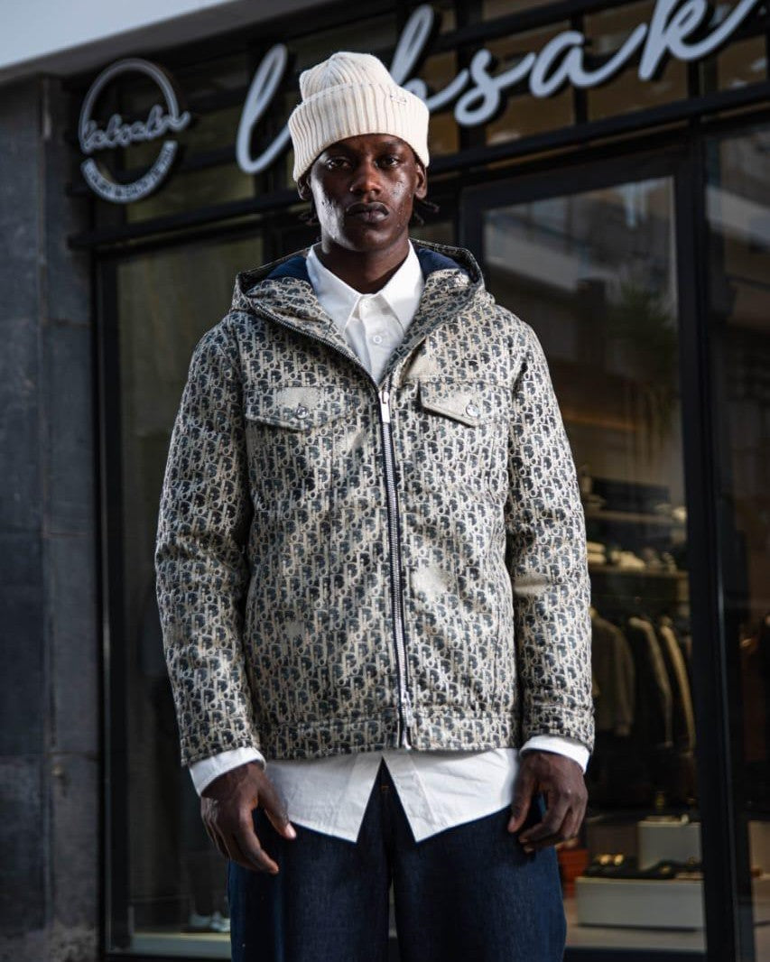 Dior - Men's Oblique Hooded Jacket in Beige and Navy