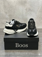 Boos - Black Quilted Panel Runner Sneakers with Chunky White Sole