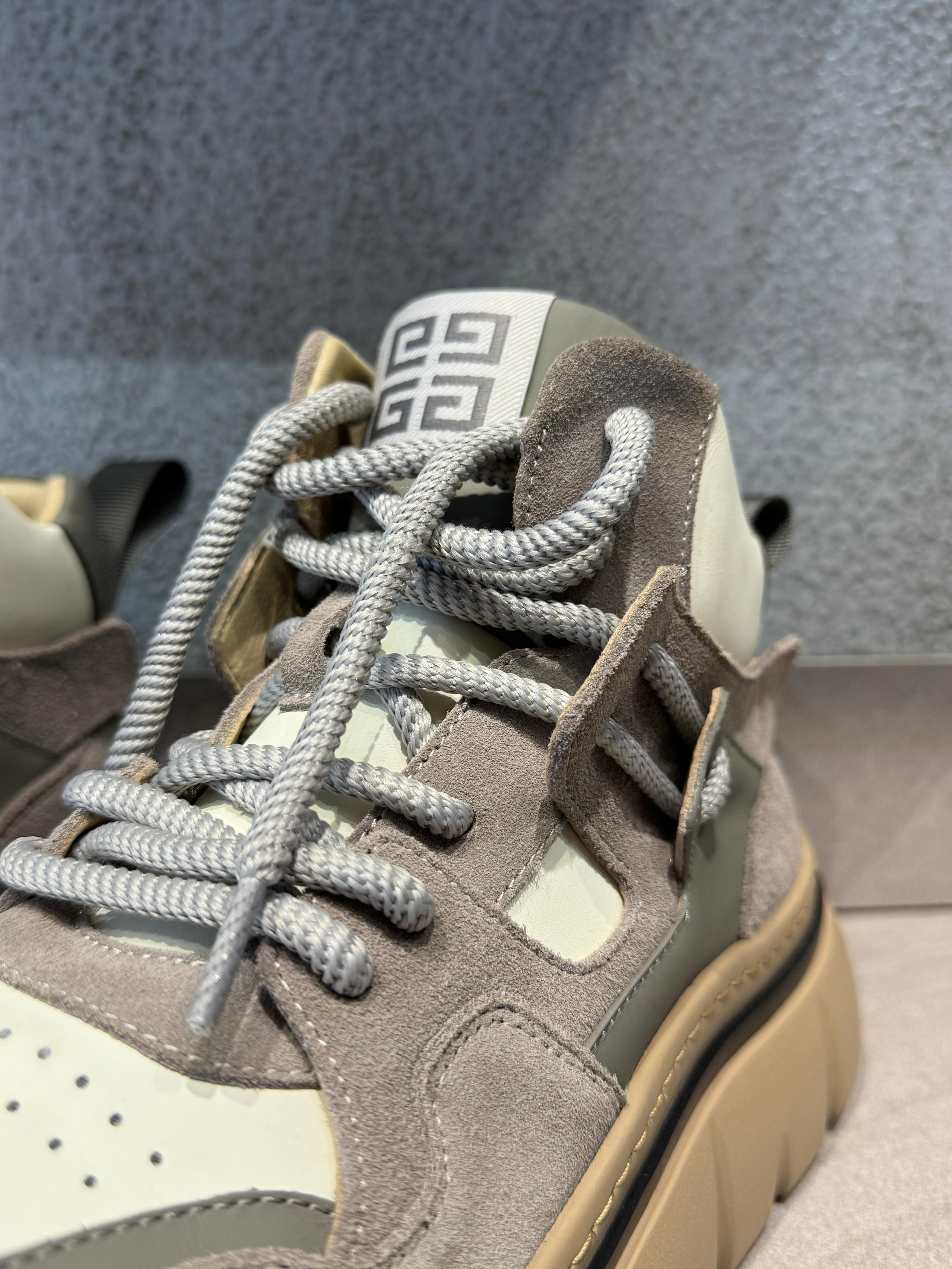 Givenchy - Grey & Beige Suede and Leather High-Top Sneakers with Chunky Sole