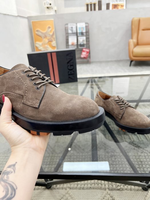 Zegna - Suede Derby Shoes with Chunky Lug Sole