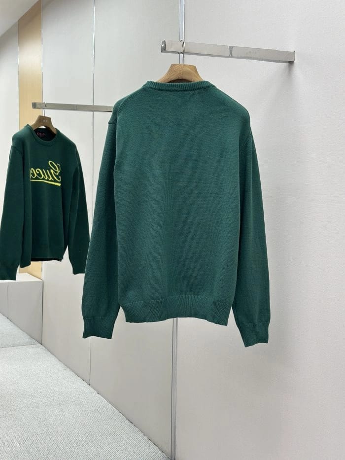 Gucci Knit Wool Sweater with Intarsia in dark green: