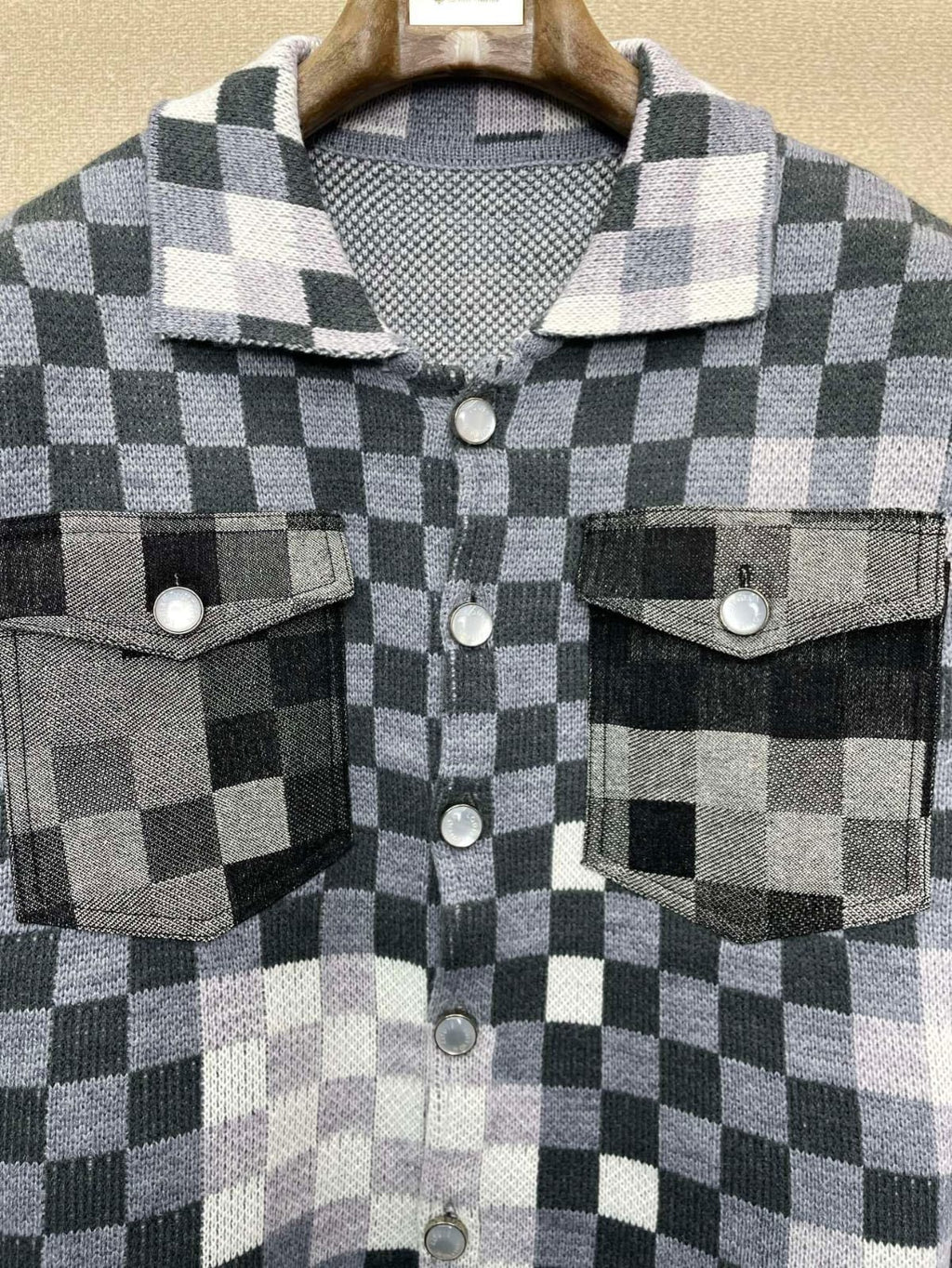 Louis Vuitton Distressed Damier Knit Cardigan